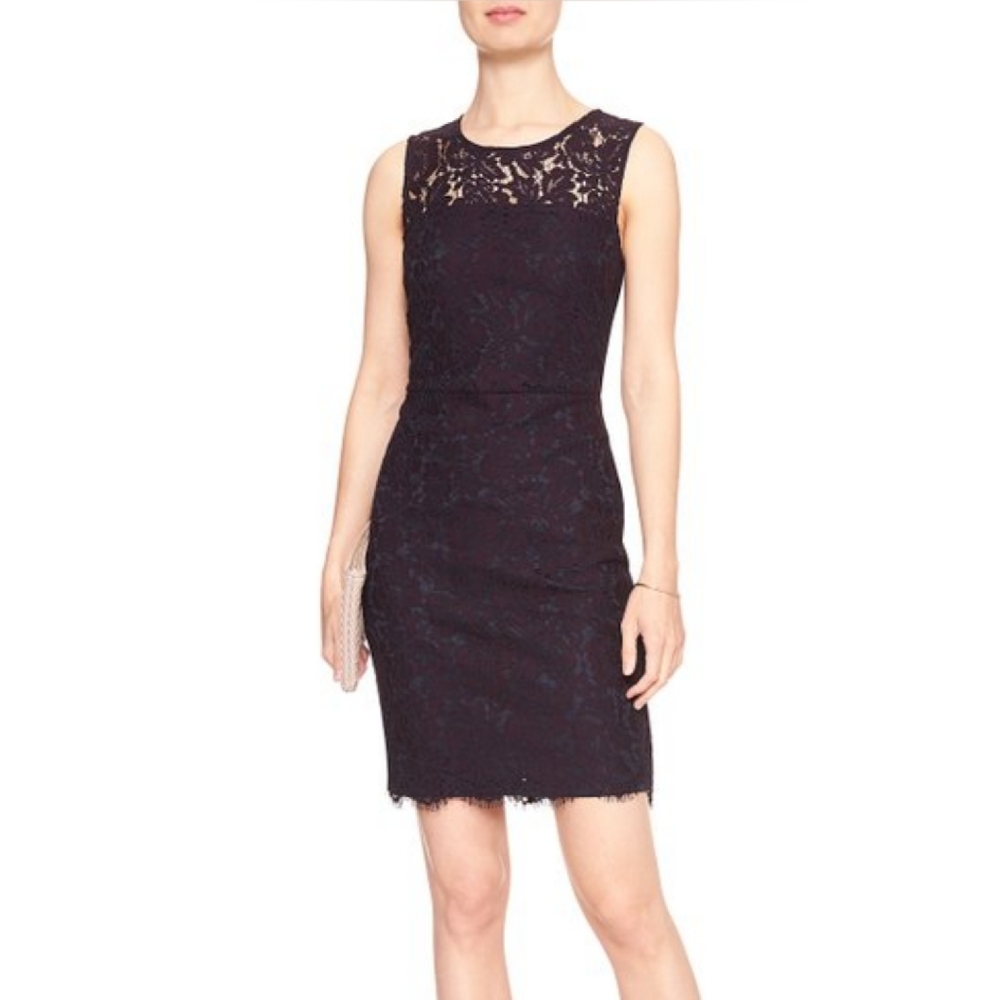 NWT Banana Republic Ruby Wine Lace Sheath …